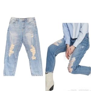 high rise straight leg mom jean